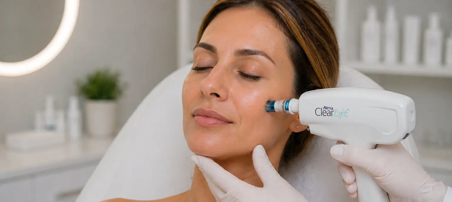 Tratamiento de láser facial para mejorar manchas, arrugas y textura