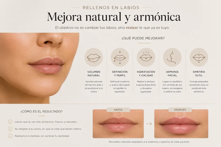 Paciente relleno de labios con ácido hialurónico